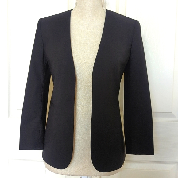 Theory Lindrayia B Admiral Crepe Women's Black Blazer Jacket - Picture 4 of 10